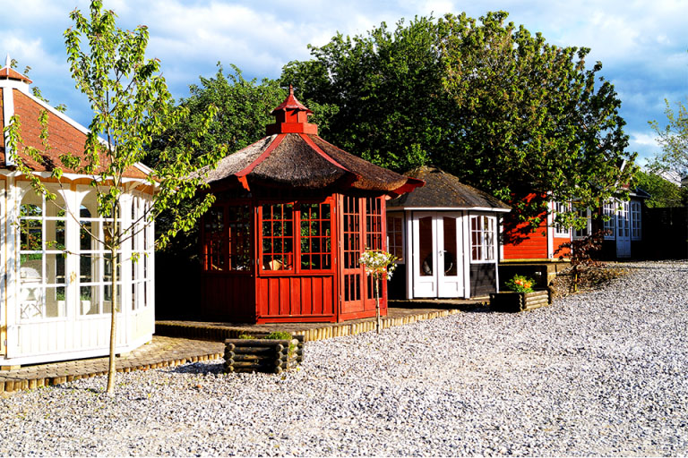 Have pavillon fra Sølund huses udstilling i hovedgaard