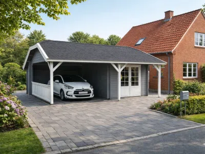 Ante 30 m2 carport med skur fra www.sølundhuse.dk